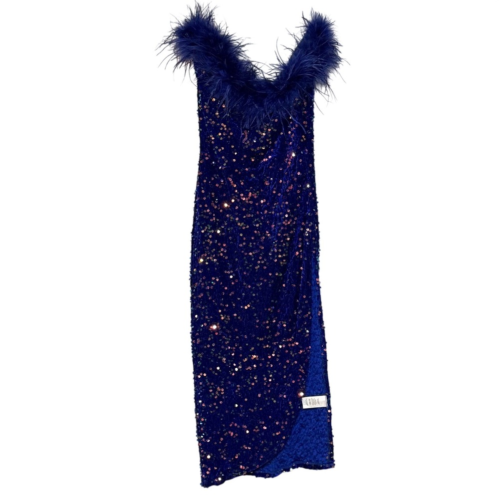 Blue‎ Sequin Dress Women's Large Party Cocktail